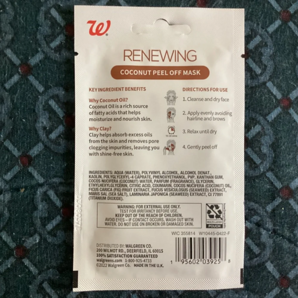 Walgreens Renewing Coconut Peel Off Mask Bundle 6 pack NEW